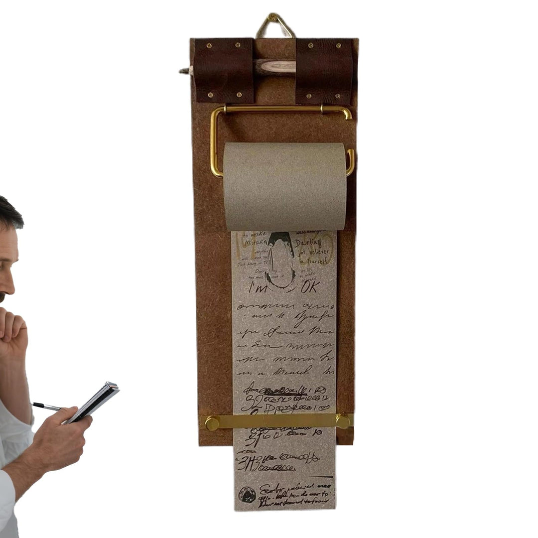 Küchen-Klemmbrett, Retro-Notizblock, Nachrichtenbrett, Wandmontage, Notizpapier mit Papierrolle, Hol