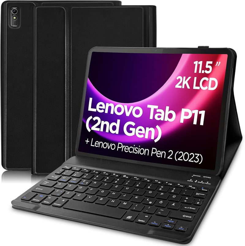 Hülle mit Tastatur für Lenovo Tab P11 (2nd Gen) 11.5 Zoll TB350FU/TB350XU 2022 QWERTZ Magnetisch Abn