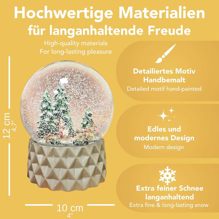 Schneekugel Nostalgie Nostalgie Schlittenfahrt auf Sockel kubisch beige | Pure-Line | Schüttelkugel