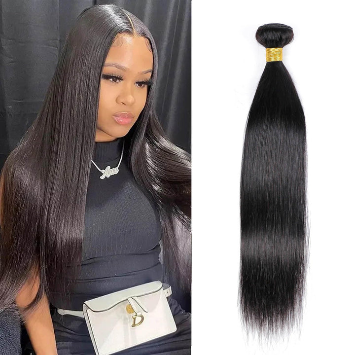 DaiMer 14 Inch Straight Human Hair Bundles 1 Bundles Human Hair Double Weft Weave Straight Hair Bund