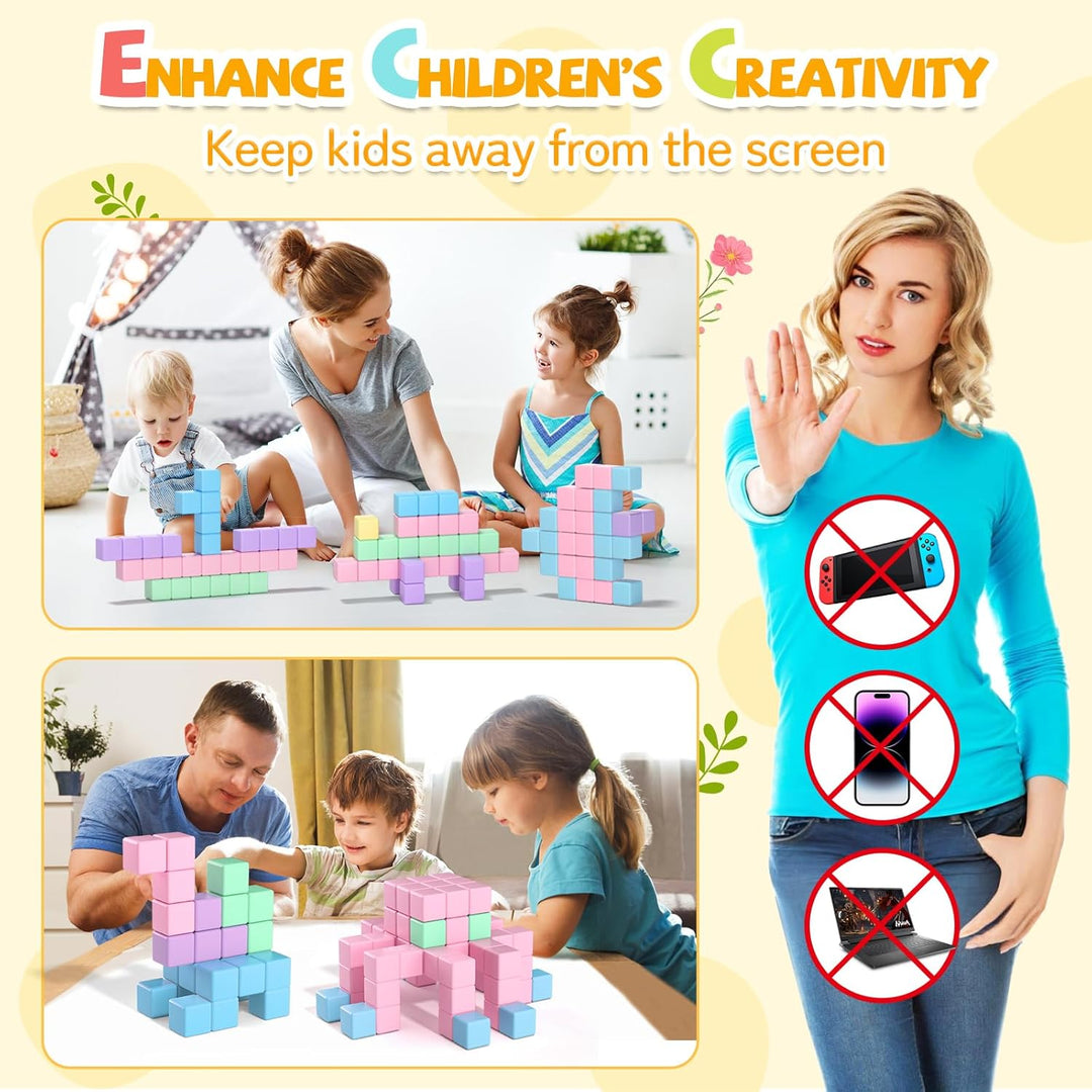 Magnetbausteine 30 TILE, Grosse Magnetische Bausteine für Kinder ab 3 4 5 6 7 8, STEM Lernspielzeug,