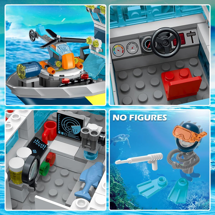 HOGOKIDS City Schwimmfähiges Boot Baukasten mit LED Licht - Spass Arctic Explorer Schiffs Baustein O