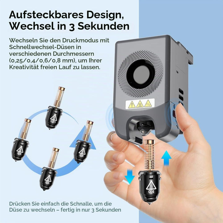 FLASHFORGE Adventurer 5M Düsenbaugruppe, 32mm³/s hoher Durchfluss, 35S Schnell-Heizung 200℃, 3S Schn