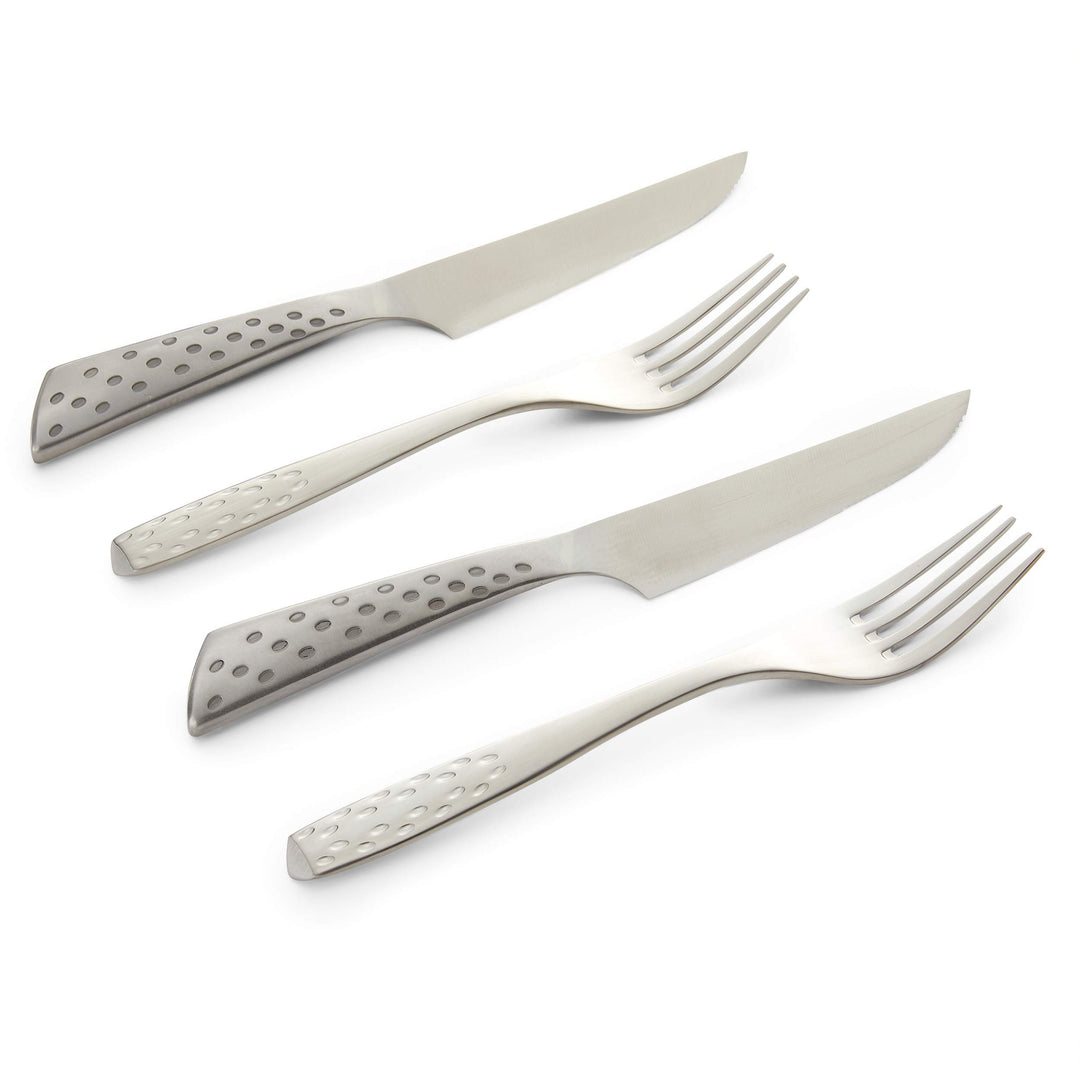 Weber 17077 Deluxe Steakbesteck Set, 4-teilig, Edelstahl, gezahnte Klinge, Silber