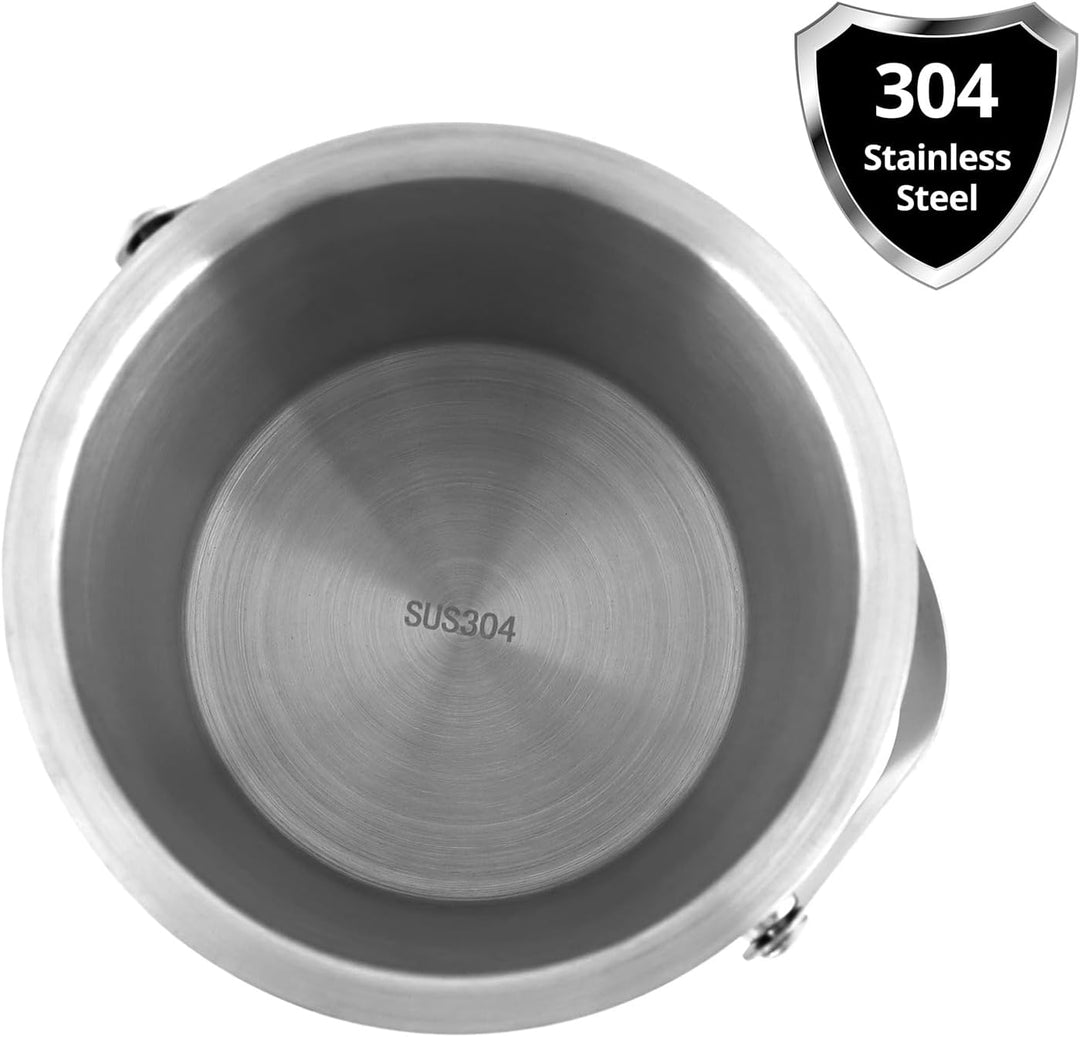 QWORK® 3L Eiskübel aus 304 Edelstahl mit Doppelwand, Deckel und Eiszange – ideal für Hausbars, Party