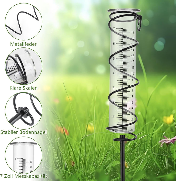 17cm Regenmesser für Garten Frostsicher - Outdoor Regenmesser Glas Regenwassermesser Niederschlagsme