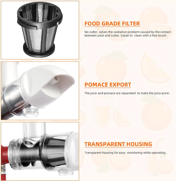 Gdrtwwh Entsafter Aufsatz für KitchenAid Ständermixer,Slow Juicer Zitrussaftpresse Zubehör, Kau-Ents