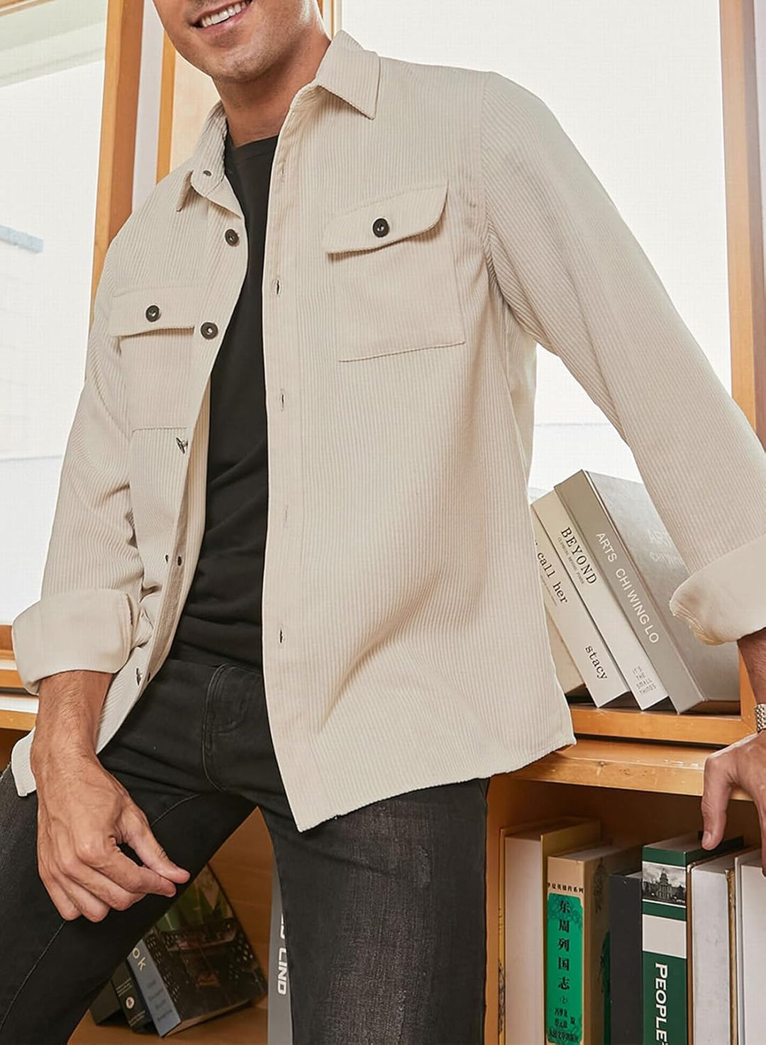 Elegancity Herren Hemd Cord Langarm Freizeithemd Männer Jacke Regular Fit Button Up Hemdjacke Mit Kl