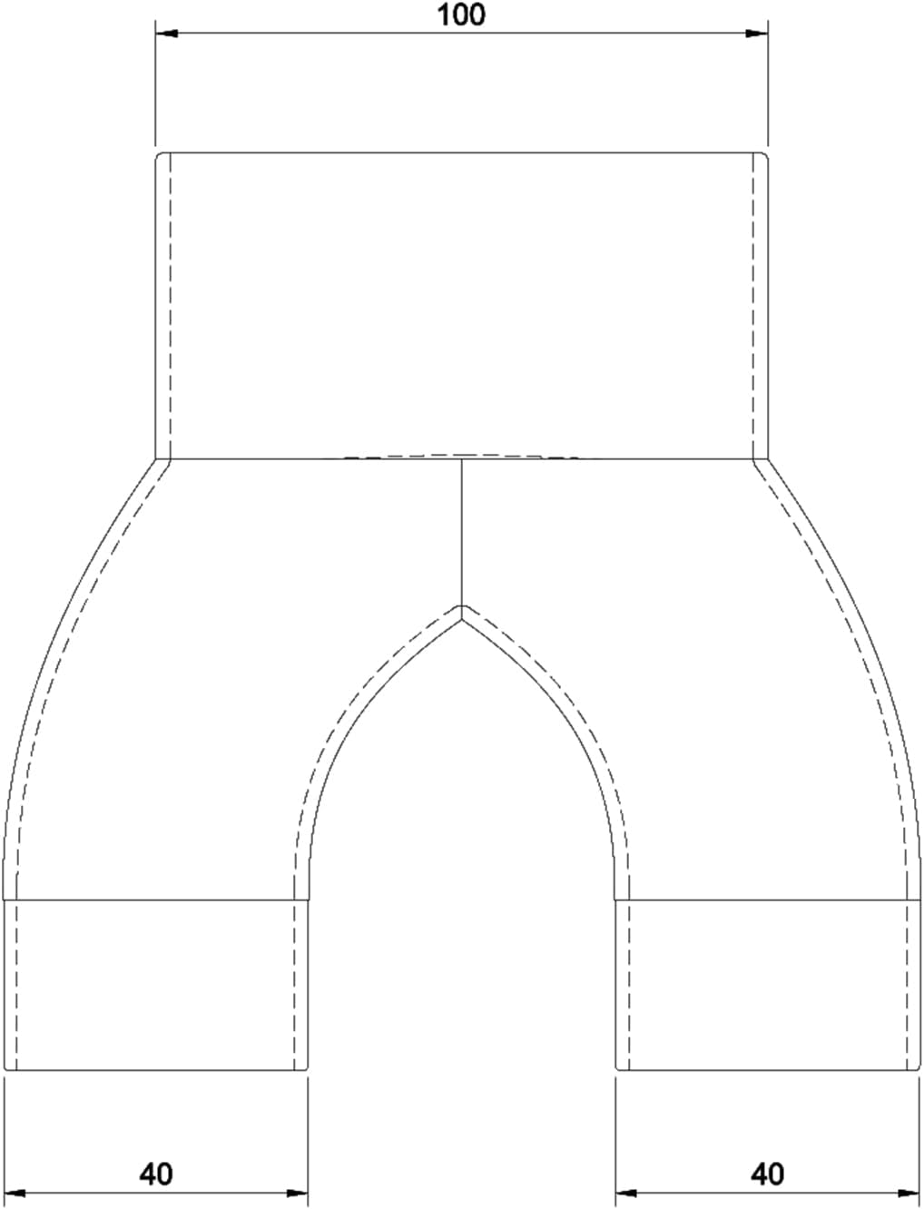 2-Wege Abzweig Rohr DN100 - DN40 | Abzweigstück | Y-Verteiler Absauganlage | Staubabsaugung | Verbin