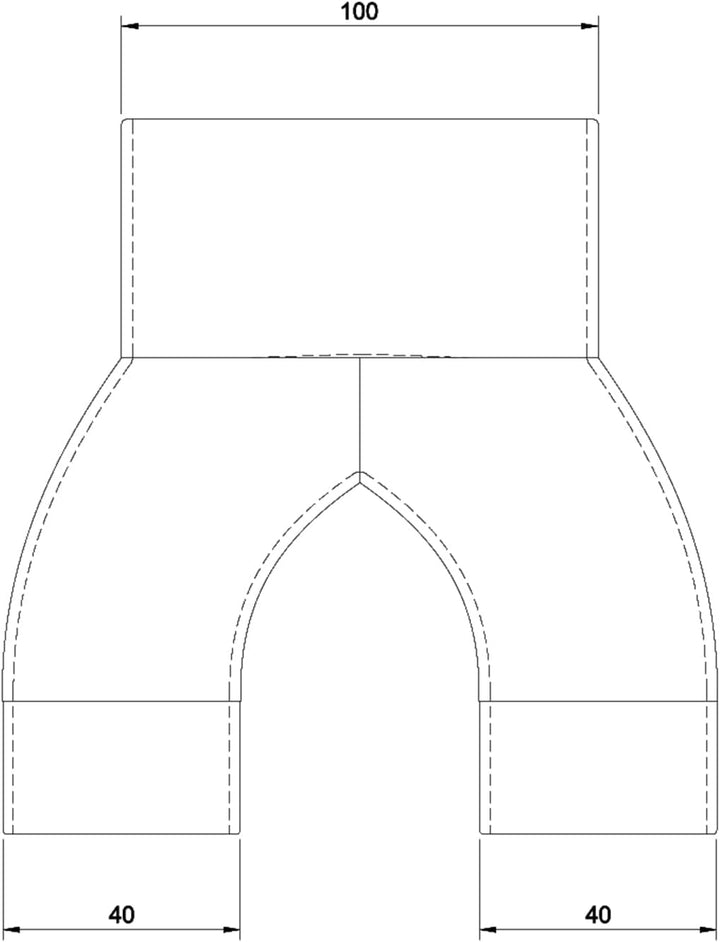 2-Wege Abzweig Rohr DN100 - DN40 | Abzweigstück | Y-Verteiler Absauganlage | Staubabsaugung | Verbin