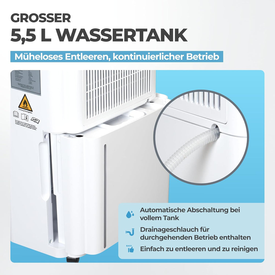 KLAMER Luftentfeuchter elektrisch 20L, WiFi App, HEPA Filter, 440W | Touch &amp; App-Steuerung, Automati