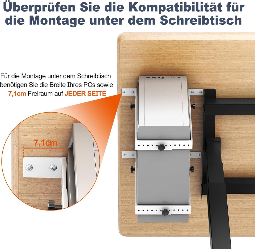 PUTORSEN PC Halterung unter Schreibtisch, bis zu 35 kg Tragfähigkeit, Schwerlast PC Halterung Untert