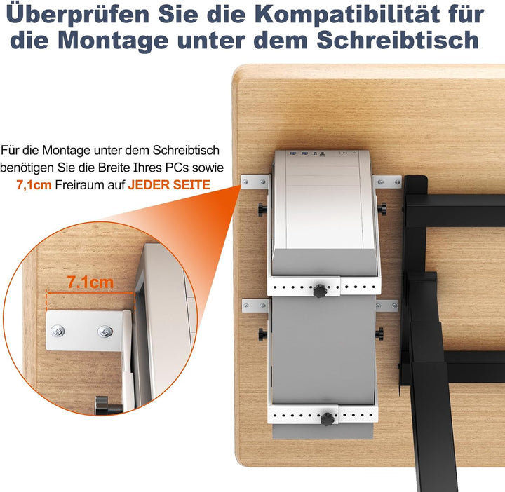 PUTORSEN PC Halterung unter Schreibtisch, bis zu 35 kg Tragfähigkeit, Schwerlast PC Halterung Untert