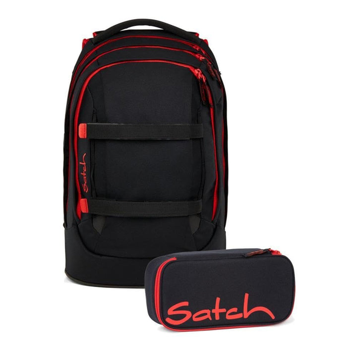 Satch pack Schulrucksack Set 2tlg. inkl. Schlamperbox (Fire Phantom), Fire Phantom