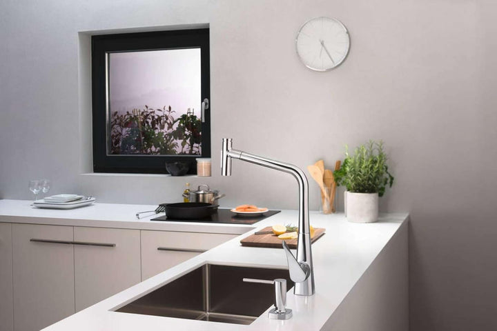 hansgrohe Küchenarmatur Metris Select mit Schlauchbox (Wasserhahn Küche 110°oder 150° schwenkbar, ho