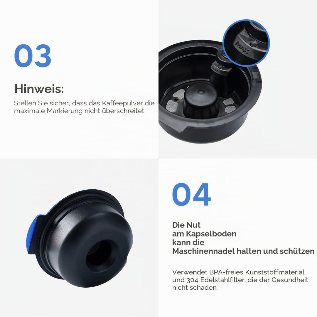 i Cafilas Wiederbefüllbare 2 Kaffeekapsel für Tassimo Bosch,Wiederverwendbare Refill-Kapsel 180ml+60