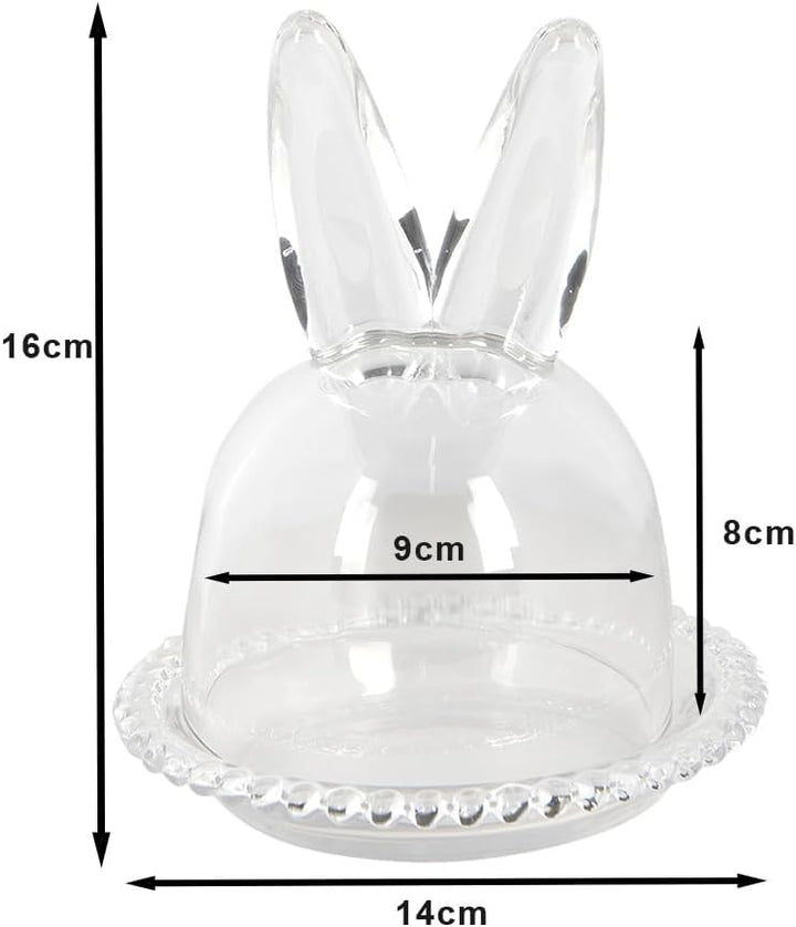 Clayre & Eef Glocke Kaninchen Ø 14x16 cm Glas Glasglocke