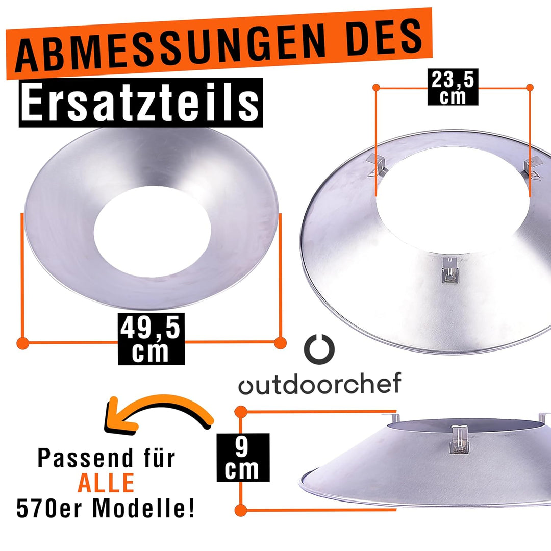 Outdoorchef Ersatzteil Edelstahl Trichter Set - Ersatz Trichter für 480 570er Gas Kugelgrill - Passe