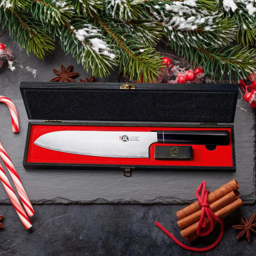 MITSUMOTO SAKARI 17 cm Professionelles Santoku Messer, Japanisches küchenmesser, Handgeschmiedetes K