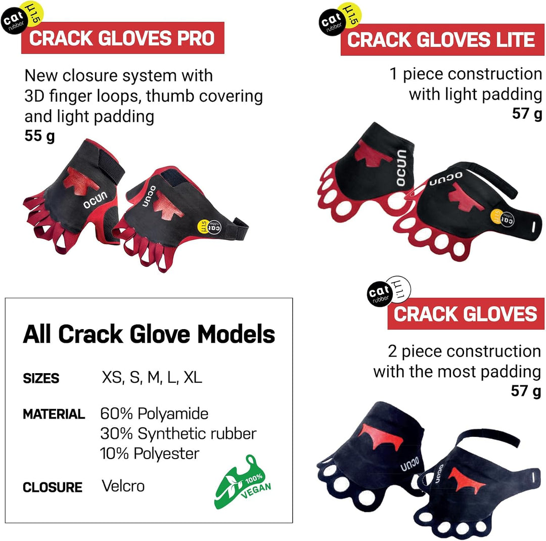 Ocun Crack Gloves Risskletterhandschuhe Klettern Big Wall Schwarz XL, Schwarz XL