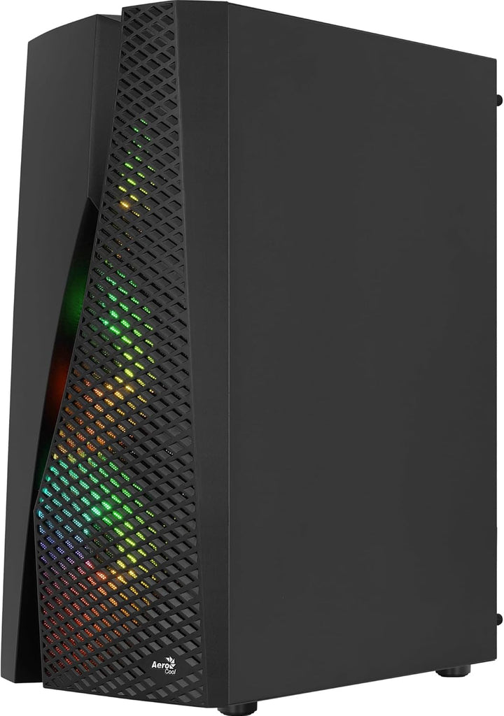 Aerocool WAVEBKV3, PC ATX Gehäuse, Gehärtetes Glas, 4xLüfter RGB 12cm, Schwarz Schwarz WAVEBKV3