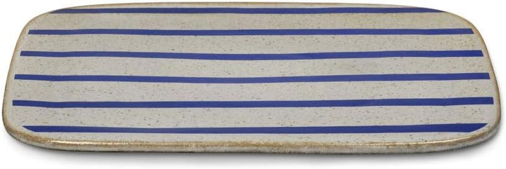Lyngby Porcelæn Servierplatte 27x27 cm DAN-Ild Keramik-Punktdesign, blau