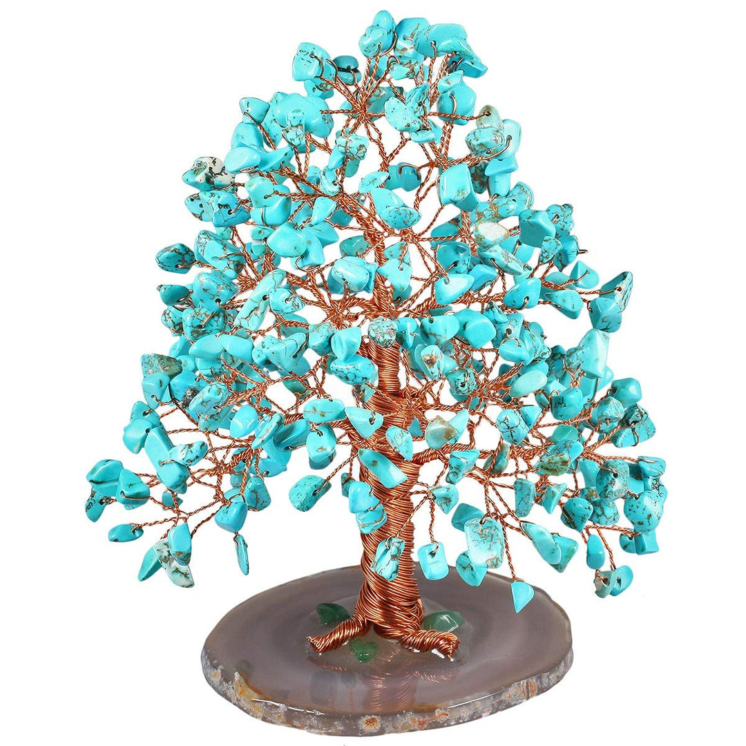 KYEYGWO Geld Baum auf Achat Basis Bonsai Skulptur Figur für Glück Reichtum Gesundheit 5"-5,9" hoch g