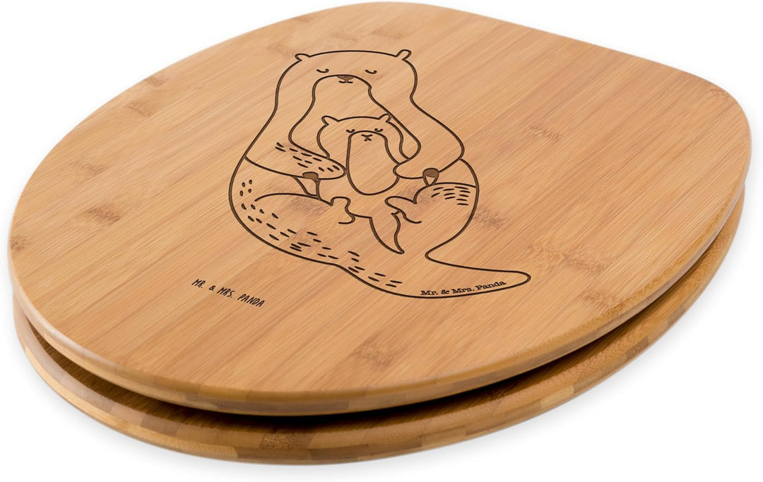 Mr. & Mrs. Panda WC Sitz Otter mit Kind - Geschenk, Klobrille, Seeotter, WC-Sitz, Klodeckel, Geburt,