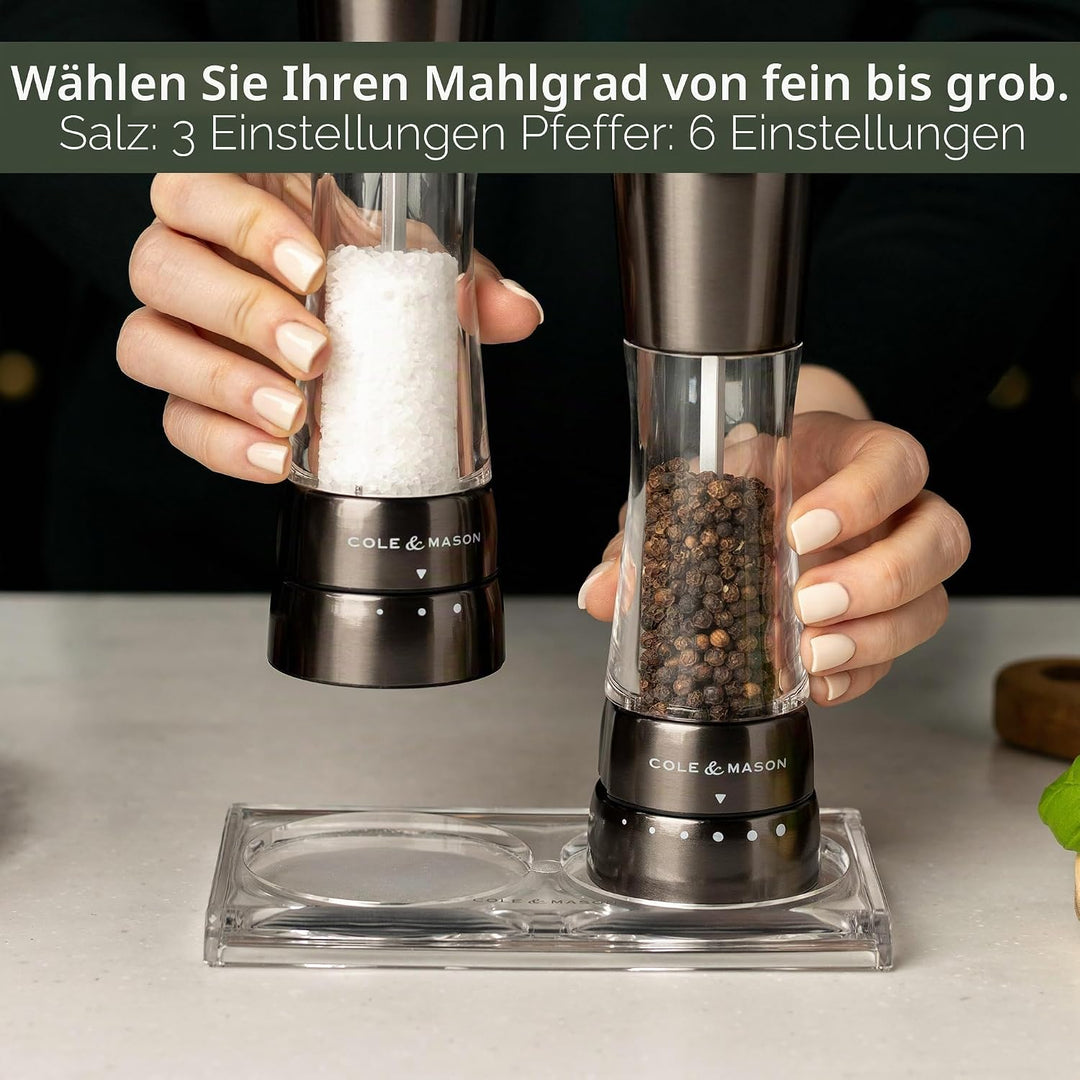Cole &amp; Mason H59428G Derwent Gunmetal Grau Salz und Pfeffer Mühle, 2er Set Manuell, Edelstahl/Acryl,