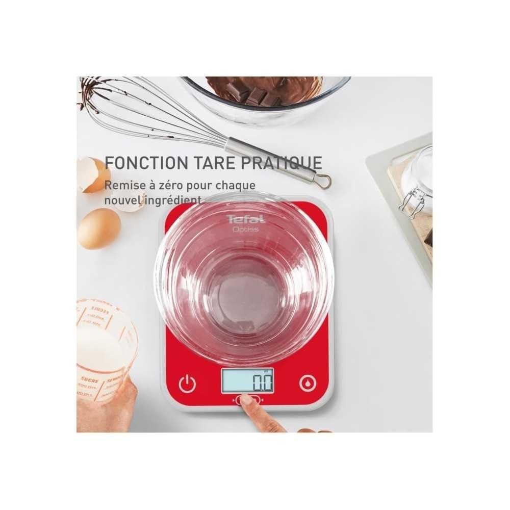 Tefal, Optisss BC50U3V0 Elektronische Küchenwaage, leicht ablesbares Display, kratzfest, Kapazität 5