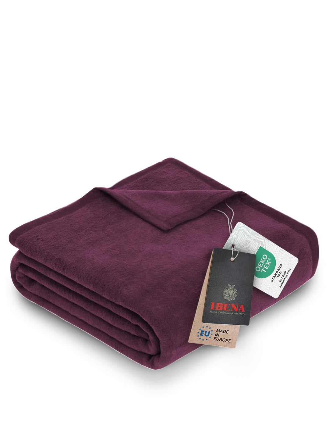 Ibena Porto Decke 150x200 cm – Baumwollmix weich, warm & waschbar, Kuscheldecke lila einfarbig 150 x