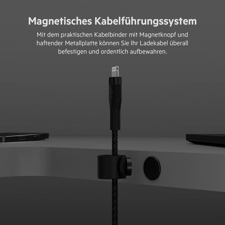 Belkin BoostCharge Pro Flex geflochtenes USB-C/Lightning-Kabel, 3 m, MFi-zertifiziert, 20 W, zum Sch