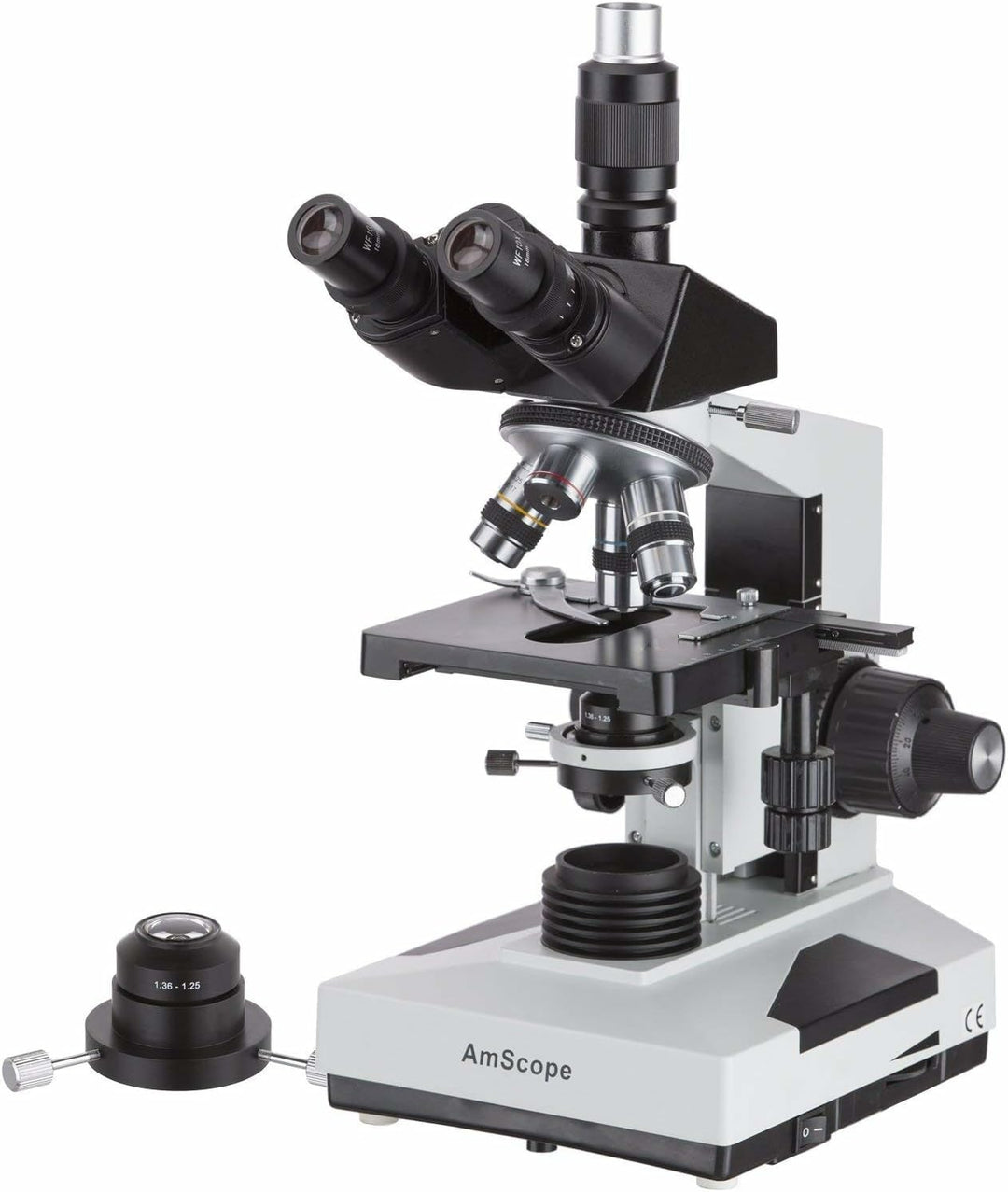 AmScope T490B-DK Trinokulares Zusammengesetztes Dunkelfeldmikroskop, 40X-2000X, 12" x 9" x 16", Weis