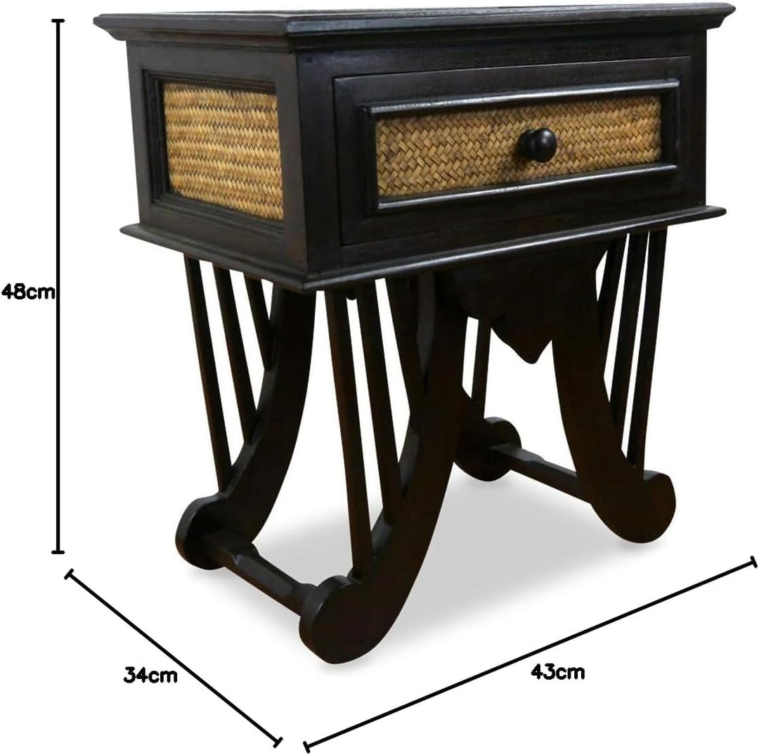 livasia Rattanschränkchen geschwungene Beine, Asiatischer Nachtschrank der Marke Asia Wohnstudio, Be