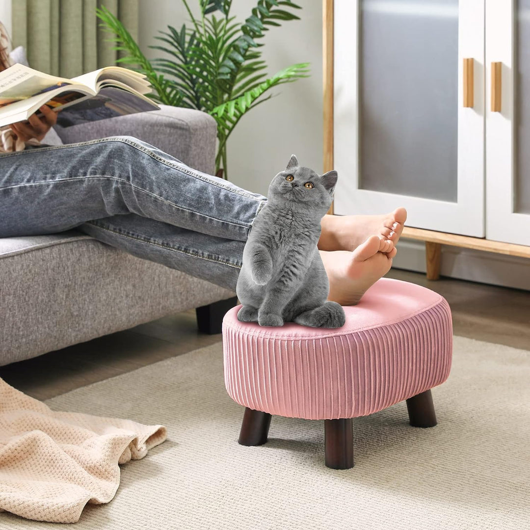 YMYNY Fusshocker, Sitzbank mit Griff, Gebogener Tritthocker mit weichem Sitzkissen, Gepolsterter Hoc