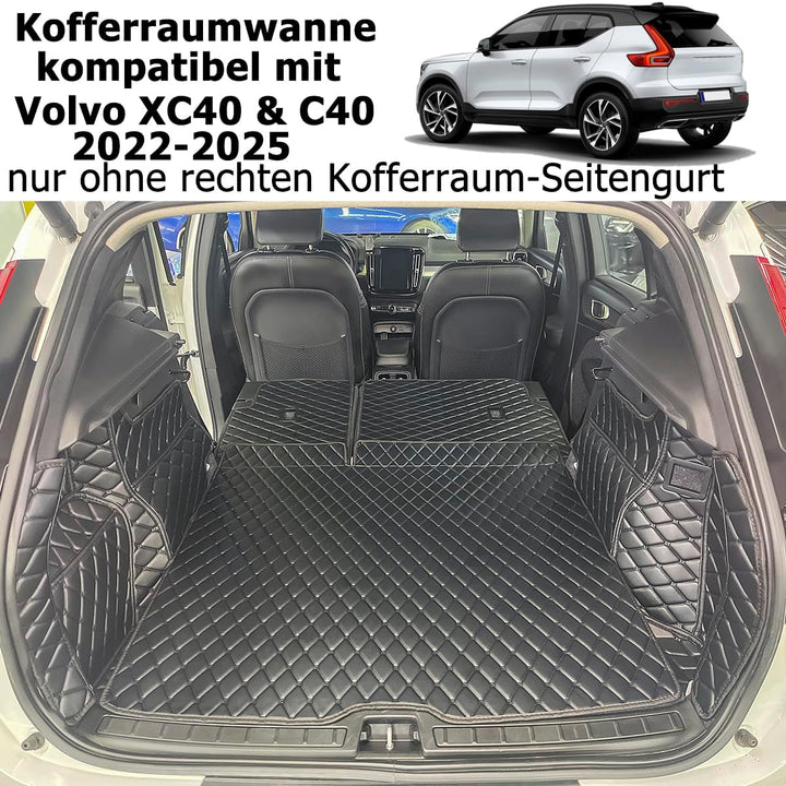 Kofferraumwanne kompatibel mit Volvo XC40 C40 2022–2026 (nur ohne rechten Kofferraum-Seitengurt Ohne