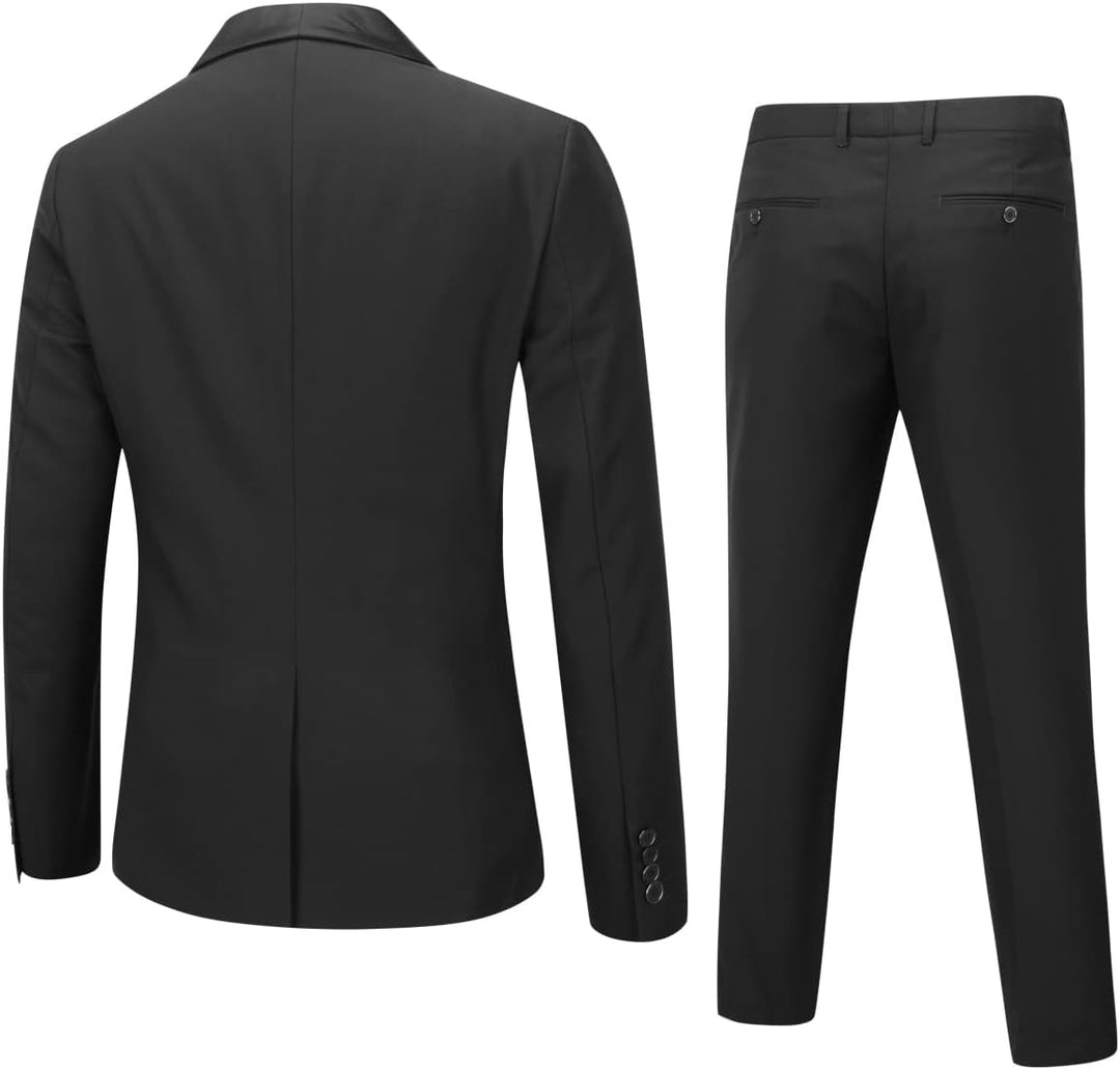 Sliktaa Herren Anzug 3 Teilig Slim Fit Reihe Einfarbig Stoff Business Shawl Kragen Klassisch Tunika
