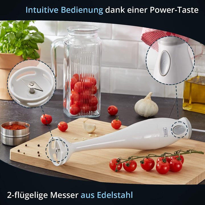 KHG Stabmixer Pürierstab STM-170W Edelstahlmesser Mixer Handmixer Zerkleinerer KHG