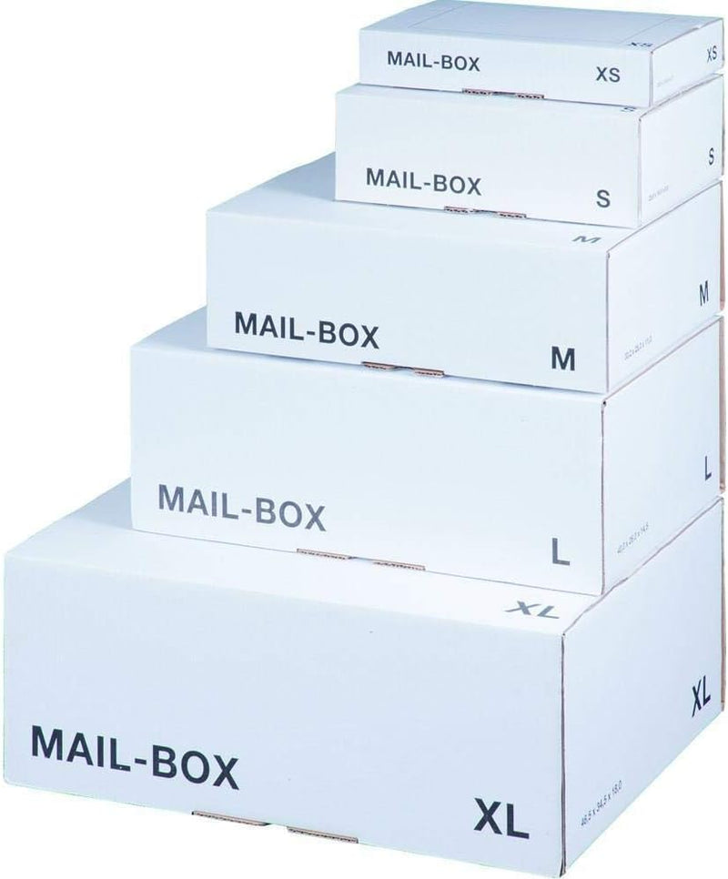Ropipack Mailbox Versandkarton Versandbox wiederverschliessbar 249 x 175 x 79 mm Weiss S - 20 Stück