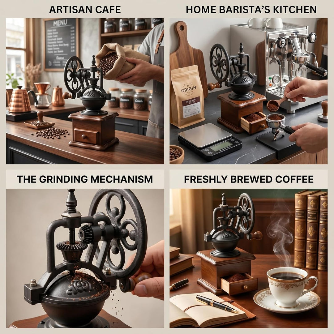 Manuelle Kaffeemühle, Vintage-Look Vintage-Stil Robuste hölzerne Kaffeemühle, Handkurbel Kaffeemühle