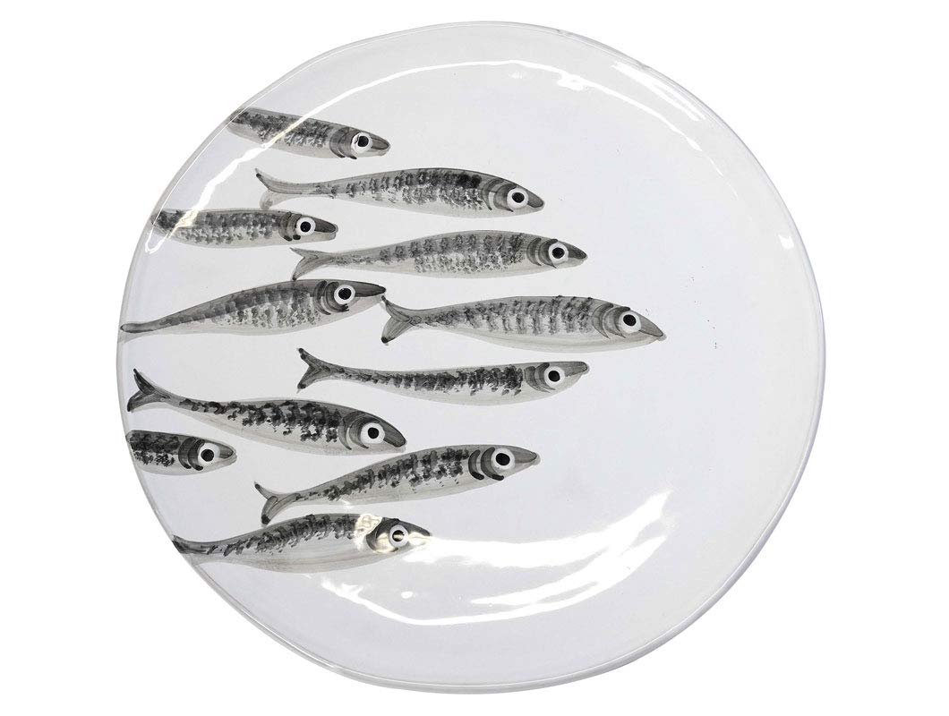 Virginia Casa Servierplatte D. 36cm Marina Sardine weiss grau Keramik