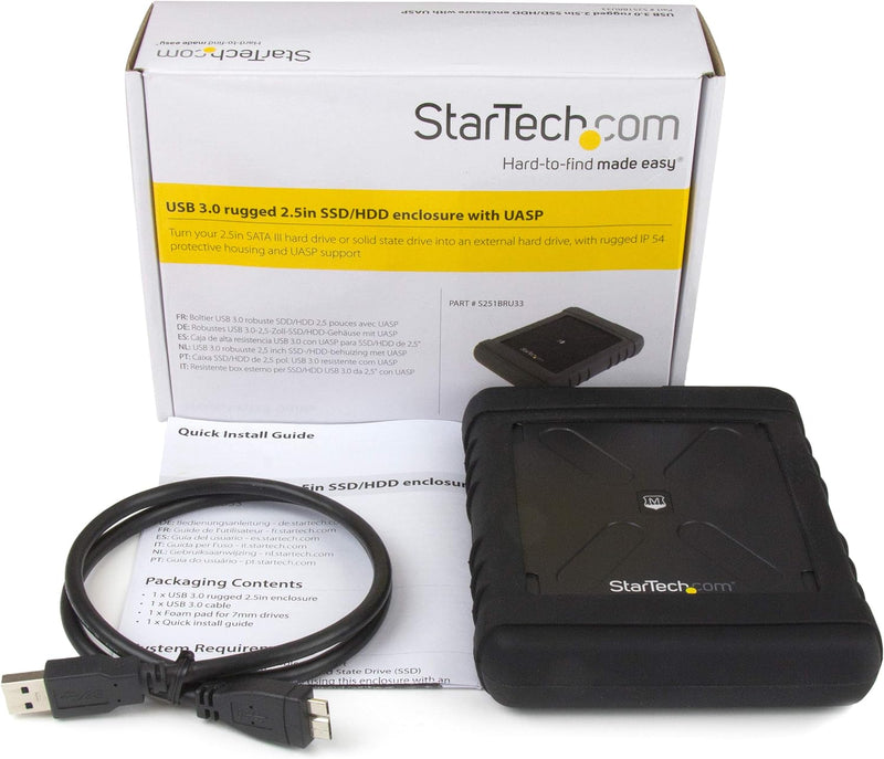StarTech.com USB 3.0 auf 2,5" SATA 6Gbps / SSD Festplattengehäuse mit UASP - 2,5 Zoll (6,4cm) HDD /