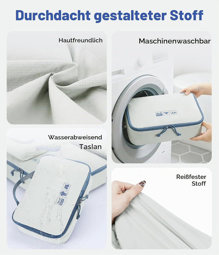 ECOHUB Packwürfel 6er Set Koffer Organizer, Reissfest &amp; Wasserabweisend, Durchdachtes Ordnungssystem