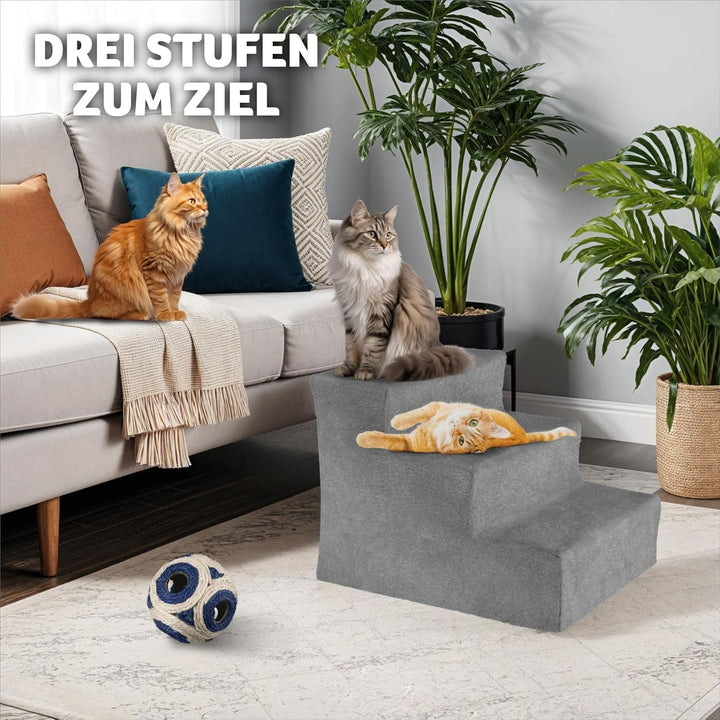 tectake® Hundetreppe oder Katzentreppe, Haustiertreppe, Einstiegshilfe mit waschbarem Bezug, extra F