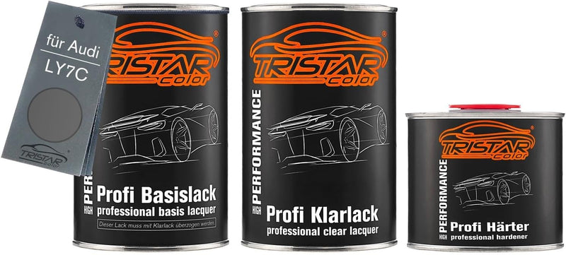 TRISTARcolor Autolack Set Dose spritzfertig für Audi LY7C Nardograu Basislack + 2K Klarlack 2,5L