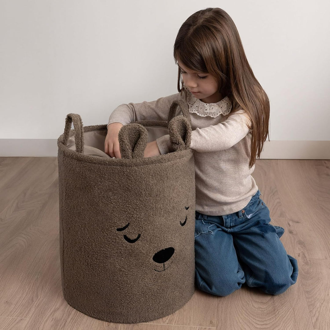SIPO Grosser 43L Spielzeugkorb fürs Kinderzimmer, faltbar XL Bouclé – Aufbewahrungskorb mit Kordelzu