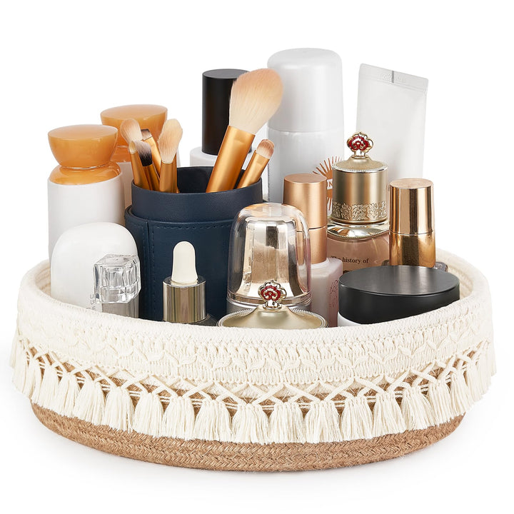 Mkono Make-up Halter Organizer Makrame Dekorativer Gewebter Seilkorb Boho Decor Kosmetik Schreibtisc