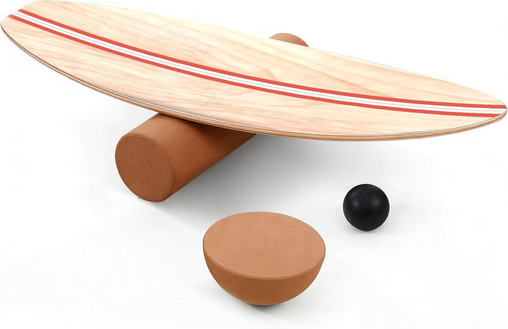 Balance Board, Holz Balance Board Erwachsene Gleichgewichtstrainer Mit Korkrolle, Kork Halbkugel und