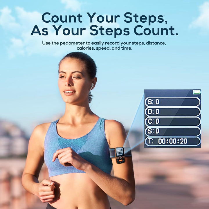 MP3 Player Bluetooth 5.3, Sport Musik-Player mit 16GB internen Speicher, UKW-Radio, E-Book, Schrittz