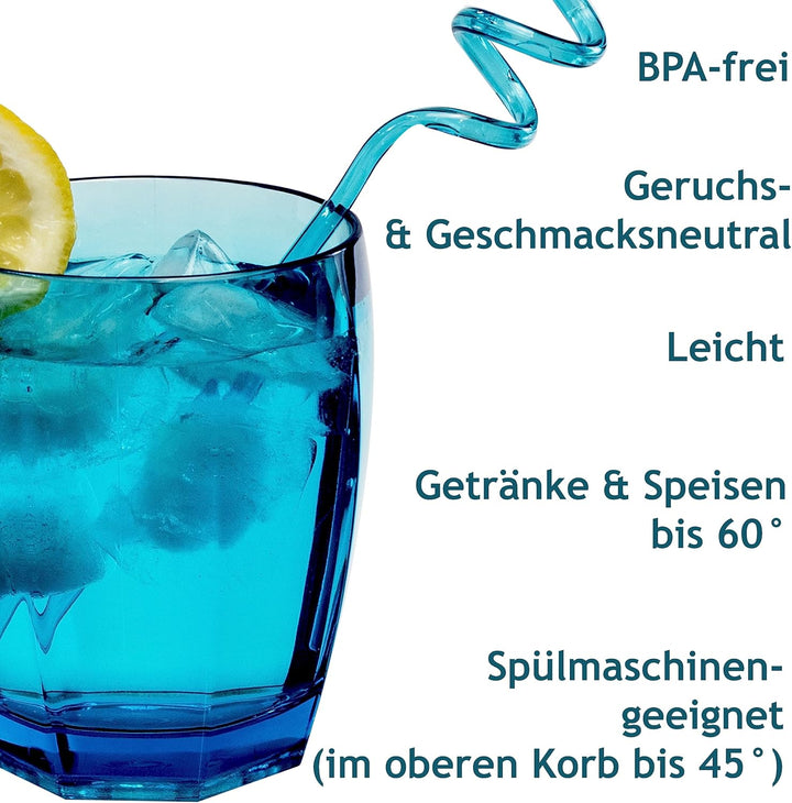 Melamin Geschirrset für 4 Personen blau schwarz - 20 Teile - mit Tassen und blauen Trinkgläsern 320